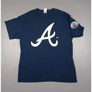 Atlanta Braves Shirt Mens L Blue Short Sleeve Suntrust‎ Park Innaugural Season